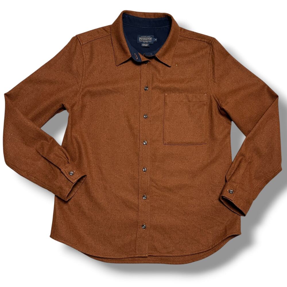 NWOT Women’s Pendleton 100% Wool Flannel Button Down Shirt Brown Sz M